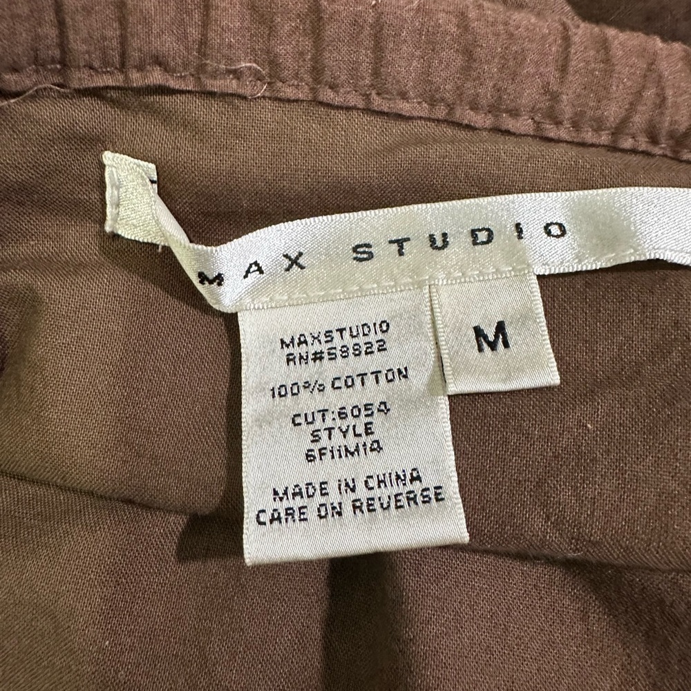 Max Studio Brown A-Line Knee-Length Skirt with Tie Front Elastic Waistband - Picture 5 of 5